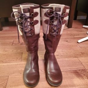 Leather and cloth Ugg waterproof boots